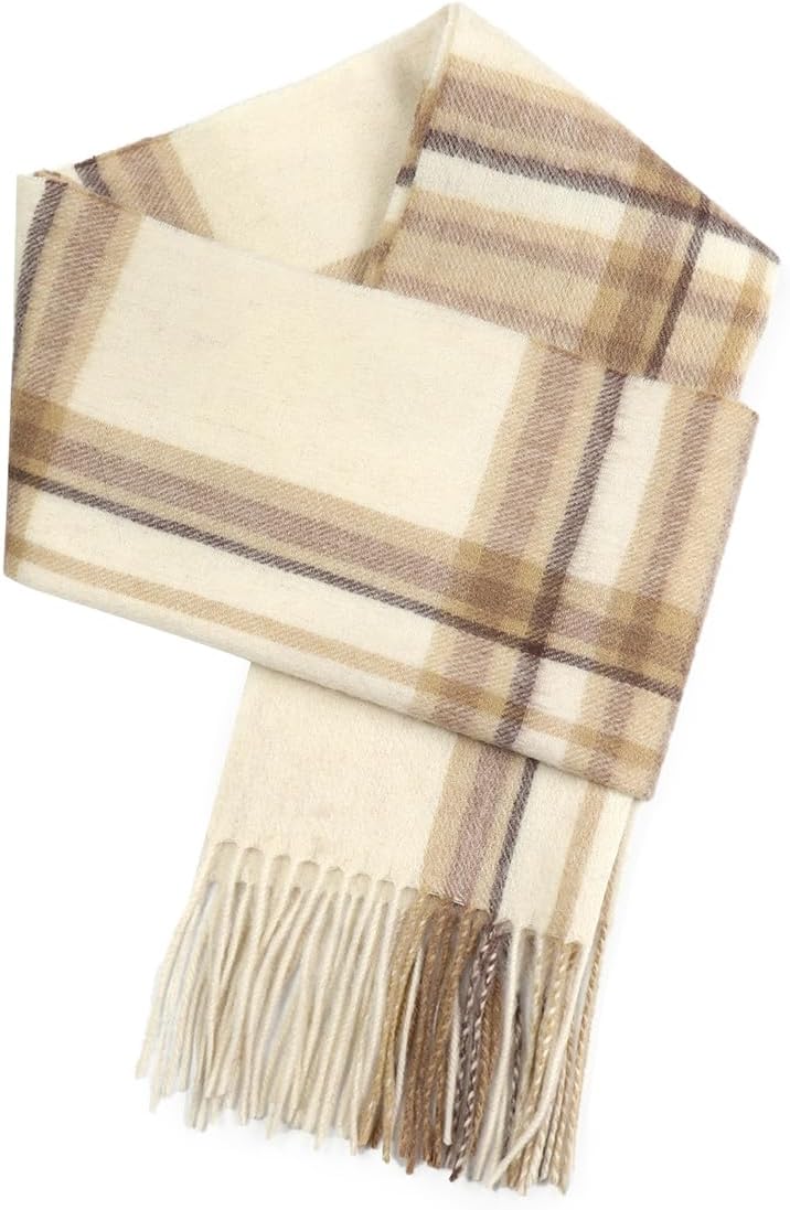 SKNSOFT Winter Wool Plaid Scarf for Men,Women Fashion Tartan Wrap Checkered Scarves - Image 1